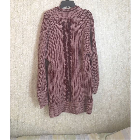 Pink Rose knitted cardigan open sweater - Picture 2 of 2